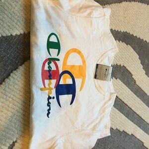 Champion Men's white T-Shirt with Multicolor Logo